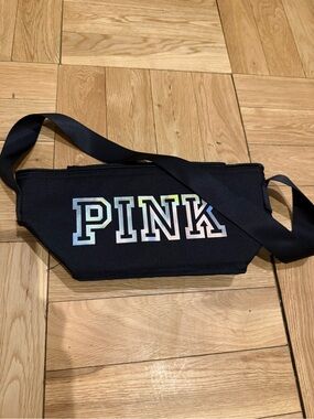 PINK Victoria's Secret Black Crossbody Bag with Holographic Logo